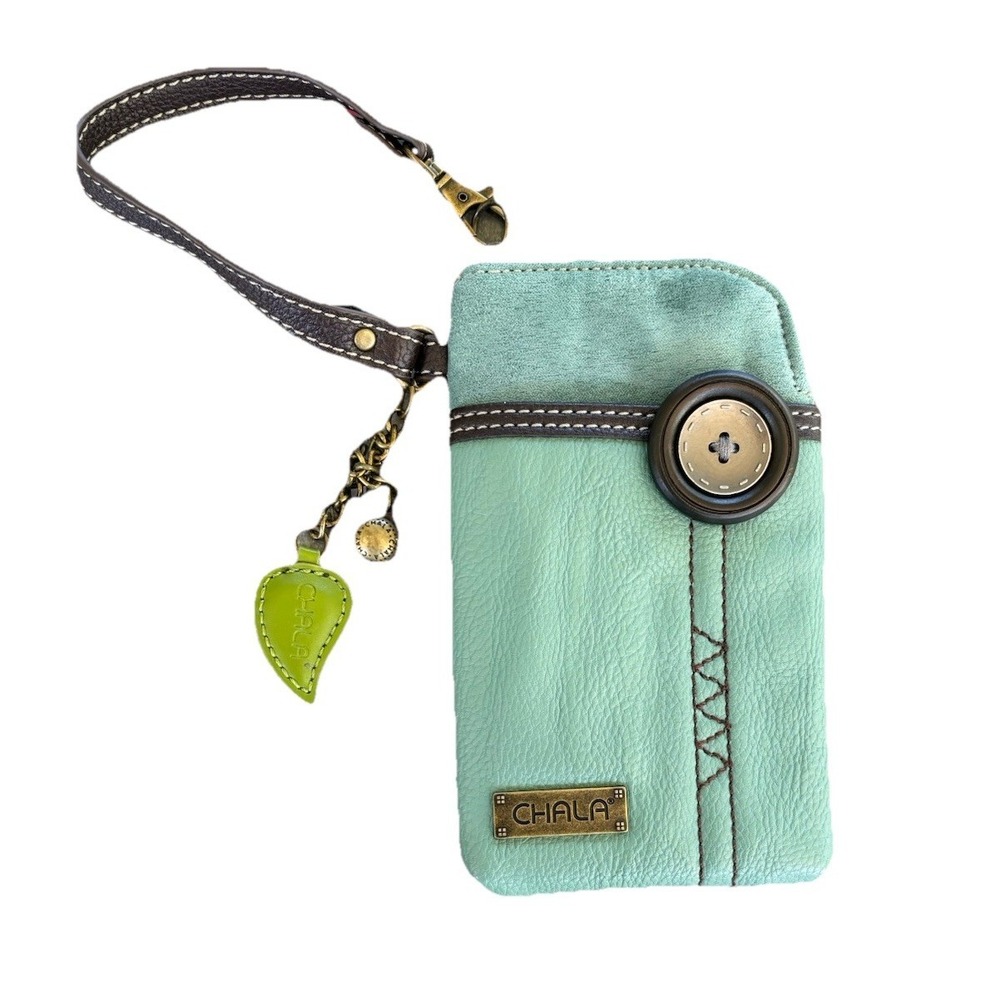Chala Double Zip Wallet Teal Cell Phone Bag 6.5"x4"